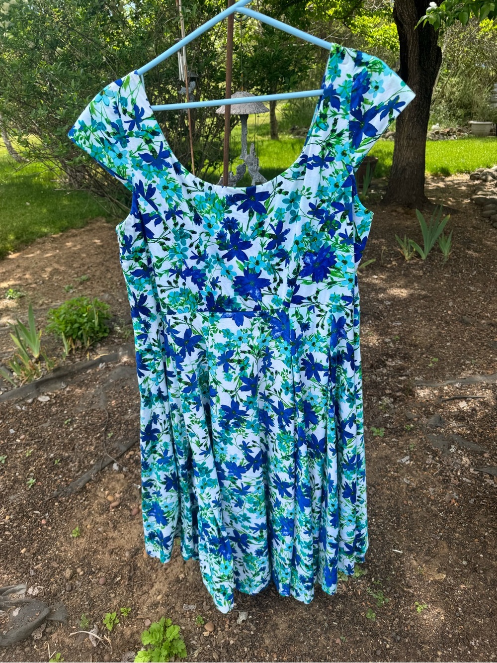 Calvin Klein Blue & Green Floral Midi Dress